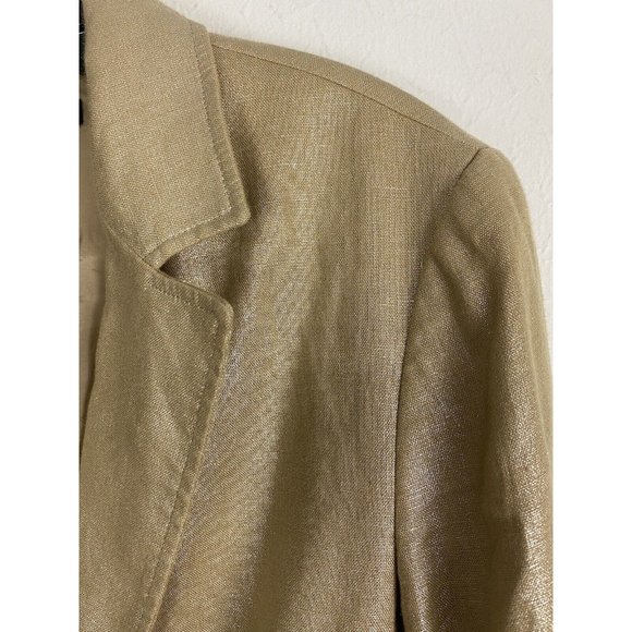 Lafayette 148 New York Gold linen designer Blazer size 10 - Picture 10 of 11